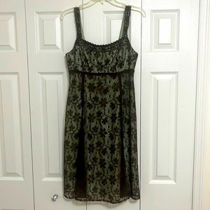 Beautiful Green/ Brown Crocheted topped Dress